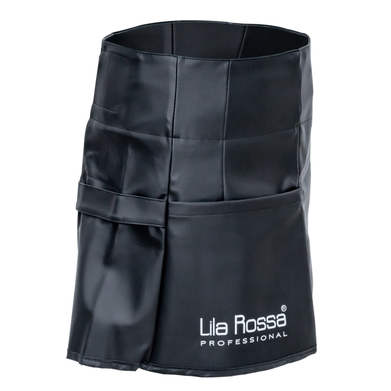 Sort pentru coafor si frizerie Lila Rossa, din piele ecologica, impermeabil, cu buzunar, cu snur reglabil, negru, a258 m